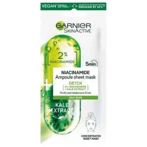 Garnier Skin Active 2% Niacinamide + Kale Detox Ampoule Sheet Mask- 15g