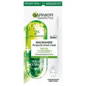 Garnier Skin Active 2% Niacinamide + Kale Detox Ampoule Sheet Mask- 15g Garnier Skin Active 2% Niacinamide + Kale Detox Ampoule Sheet Mask- 15g