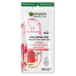 Garnier Skin Active 1% Hyaluronic Acid +Watermelon Ampoule Face Sheet Mask- 15g Garnier Skin Active 1% Hyaluronic Acid +Watermelon Ampoule Face Sheet Mask- 15g