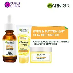 Even & matte Night Slay Routine Kit: Water Gel Moisturizer  + Night Serum + Cleanser