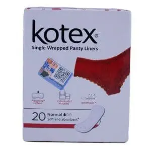 KOTEX PANTY LINERS 20s INDIVIDUALLY WRAPPED