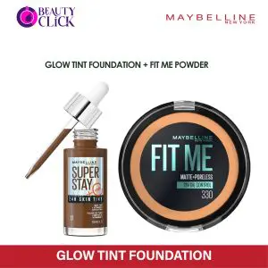 Maybelline superstay Glow tint Foundation + Fit me powder