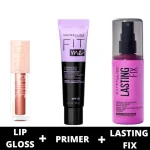 MAYBELLINE BADDIE STARTER KIT (Maybelline Lasting Fix Setting Pray + Fit Me Primer Luminous & Smooth + Lifter Gloss Topaz)